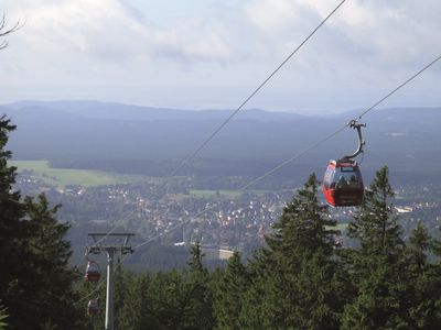 Das Bild zeigt die Wurmbergseilbahn und einen Ausblick auf Braunlage.