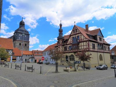 Marktplatz, Rathaus und Kirche in Harzgerode